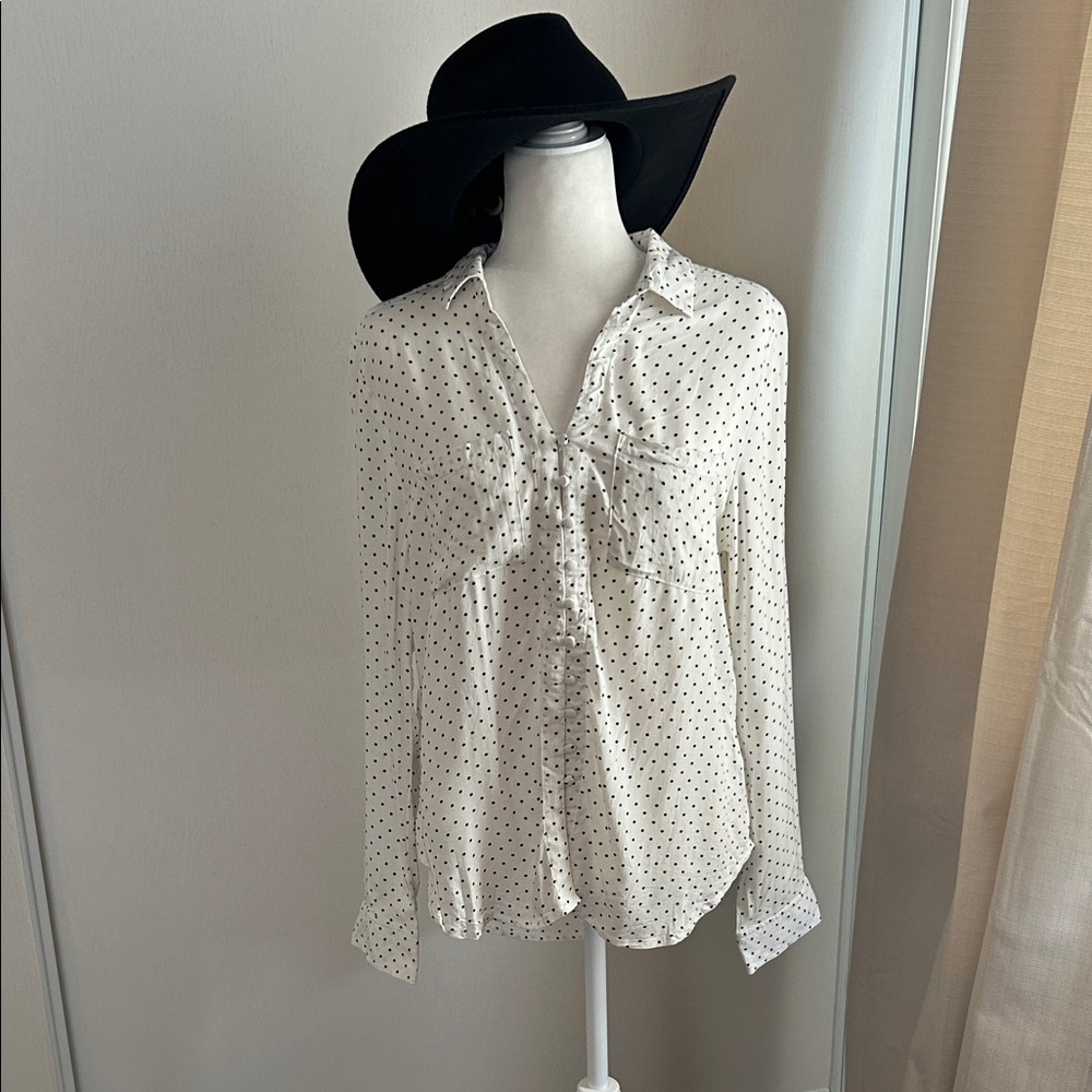 Velvet Heart Black and White Polka Dot blouse